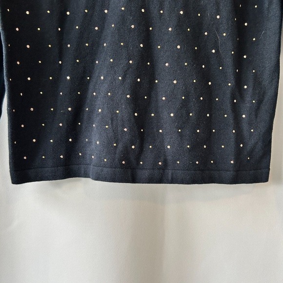 Tommy Hilfiger Women's Navy Blue Gold Studded Knit V-Neck Sweater Size Small - Picture 3 of 8